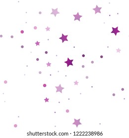 Light Purple vector seamless template with sky stars. Modern geometrical abstract illustration with stars. Smart design for your business advert.
