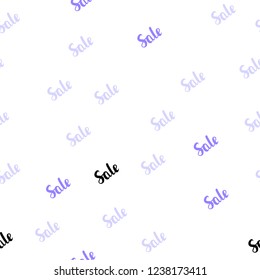 Light Purple vector seamless template with selling words. Illustration with signs of sales on abstract template. Design for business ads, commercials.