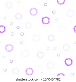 Light Purple vector seamless template with circles. Glitter abstract illustration with blurred drops of rain. New design for ad, poster, banner of your website.