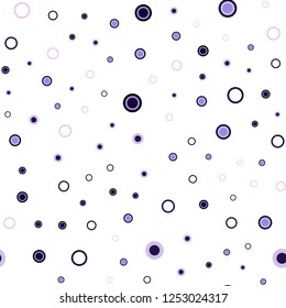 Light Purple vector seamless template with circles. Blurred bubbles on abstract background with colorful gradient. Template for business cards, websites.