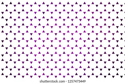 Light Purple vector seamless template with crystals, triangles. Glitter abstract illustration with triangular shapes. Pattern for design of window blinds, curtains.