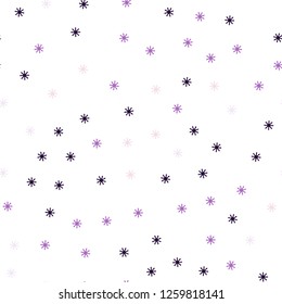 Light Purple vector seamless template with ice snowflakes. Shining colorful illustration with snow on abstract template. Template for business cards, websites.