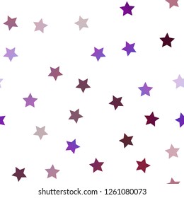 Light Purple vector seamless template with sky stars. Shining colored illustration with stars. The pattern can be used for wrapping gifts.