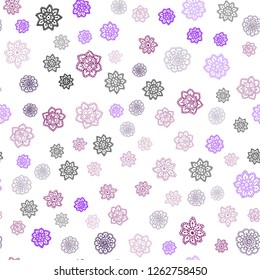 Light Purple vector seamless template with ice snowflakes. Modern geometrical abstract illustration with crystals of ice. Template for business cards, websites.