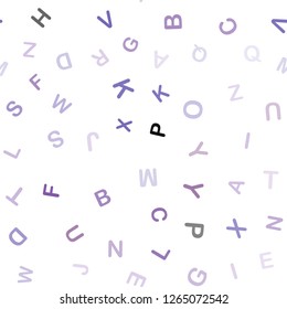 Light Purple vector seamless template with isolated letters. Colored alphabet signs with gradient on white background. Template for business cards, websites.