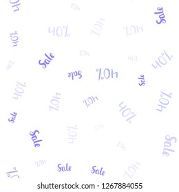 Light Purple vector seamless template with 40% selling. Shining colorful illustration with isolated selling prices. Backdrop for super sales on Black Friday.