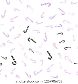 Light Purple vector seamless template with sweet christmas sticks.