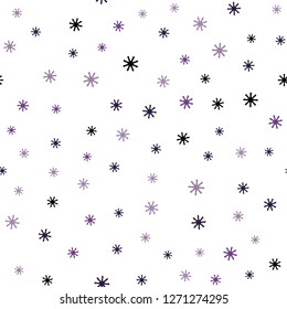 Light Purple vector seamless template with ice snowflakes. Shining colorful illustration with snow in christmas style. Design for wallpaper, fabric makers.