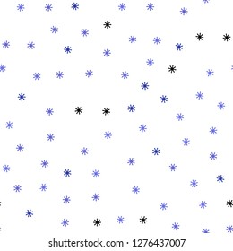 Light Purple vector seamless template with ice snowflakes. Shining colorful illustration with snow on abstract template. Pattern for trendy fabric, wallpapers.