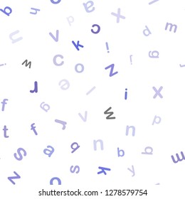 Light Purple vector seamless template with isolated letters. Blurred design in simple style with signs of alphabet. Design for wallpaper, fabric makers.