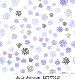 Light Purple vector seamless template with ice snowflakes. Modern geometrical abstract illustration with crystals of ice. Pattern for design of window blinds, curtains.