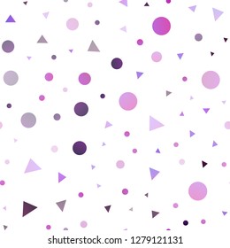 Light Purple vector seamless template with crystals, circles. Abstract gradient illustration with circles, triangles. Design for textile, fabric, wallpapers.