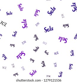 Light Purple vector seamless template with 30, 50, 70% selling. Shining colorful illustration with isolated selling prices. Backdrop for super sales on Black Friday.