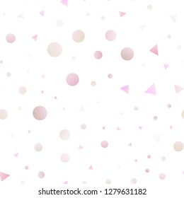 Light Purple vector seamless template with crystals, circles. Beautiful illustration with circles, triangles in nature style. Trendy design for wallpaper, fabric makers.