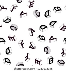 Light Purple vector seamless template with 3D isolated letters. Modern geometrical illustration with 3D ABC english symbols. Texture for window blinds, curtains.