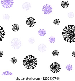 Light Purple vector seamless template with ice snowflakes. Glitter abstract illustration with crystals of ice. Pattern for trendy fabric, wallpapers.
