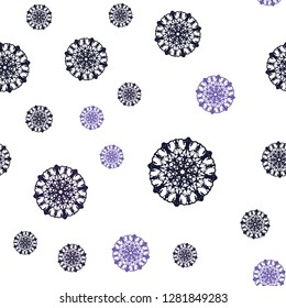 Light Purple vector seamless template with ice snowflakes. Modern geometrical abstract illustration with crystals of ice. Pattern for design of window blinds, curtains.