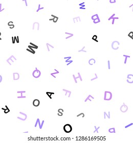 Light Purple vector seamless template with isolated letters. Colored alphabet signs with gradient on white background. Pattern for trendy fabric, wallpapers.