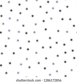 Light Purple vector seamless template with ice snowflakes. Glitter abstract illustration with crystals of ice. Design for wallpaper, fabric makers.
