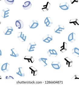 Light Purple vector seamless template with 3D isolated letters. Abstract illustration with 3D ABC symbols. Texture for window blinds, curtains.