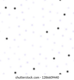 Light Purple vector seamless template with ice snowflakes. Shining colorful illustration with snow in christmas style. Pattern for design of fabric, wallpapers.