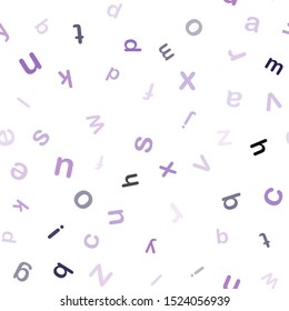 Light Purple vector seamless template with isolated letters. Shining colorful illustration with isolated letters. Pattern for design of fabric, wallpapers.