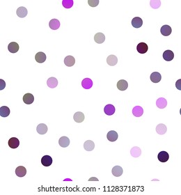 Light Purple vector seamless texture with disks. Blurred decorative design in abstract style with bubbles. The pattern can be used for ads, leaflets of liquid.