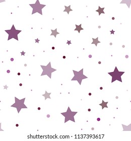 Light Purple vector seamless texture with beautiful stars. Decorative shining illustration with stars on abstract template. The pattern can be used for new year ad, booklets.