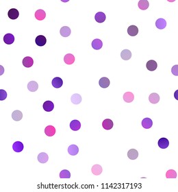 Light Purple vector seamless texture with disks. Abstract illustration with colored bubbles in nature style. New design for ad, poster, banner of your website.
