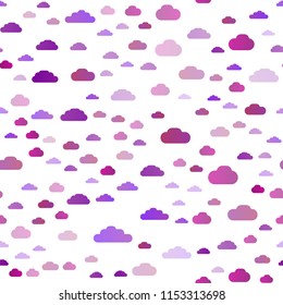 Light Purple vector seamless texture with cloudy sky. Beautiful illustration with colorful sky, clouds. Pattern for design of fabric, wallpapers.