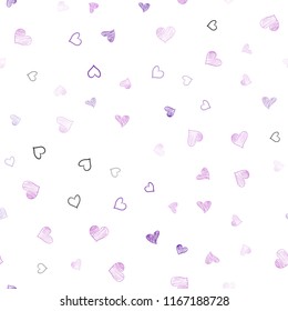 Light Purple vector seamless texture with lovely hearts. Glitter abstract illustration with colorful hearts in romantic style. Pattern for marriage gifts, congratulations.