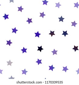 Light Purple vector seamless texture with beautiful stars. Shining colored illustration with stars. The template can be used as a background.