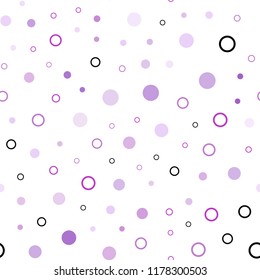 Light Purple vector seamless texture with disks. Abstract illustration with colored bubbles in nature style. Template for business cards, websites.