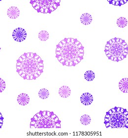 Light Purple vector seamless texture with colored snowflakes. Snow on blurred abstract background with gradient. Trendy design for wallpaper, fabric makers.