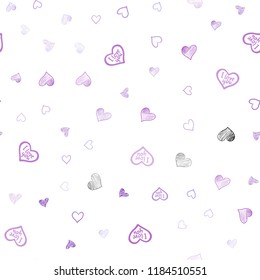 Light Purple vector seamless texture with lovely hearts. Beautiful colored illustration with hearts in celebration style. Pattern for marriage gifts, congratulations.