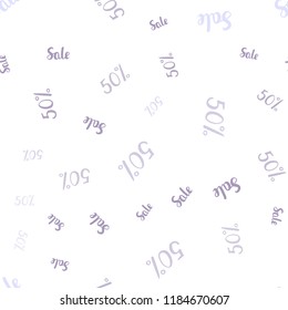 Light Purple vector seamless texture with selling prices 50 %. Colorful set of  percentage signs in simple style. Design for business ads, commercials.
