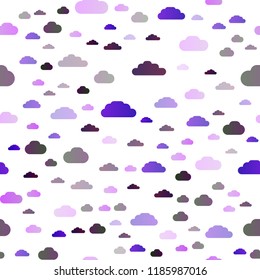 Light Purple vector seamless texture with cloudy sky. Beautiful illustration with colorful sky, clouds. Trendy design for wallpaper, fabric makers.
