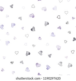 Light Purple vector seamless texture with lovely hearts. Glitter abstract illustration with colorful hearts in romantic style. Beautiful design for your business advert of anniversary.