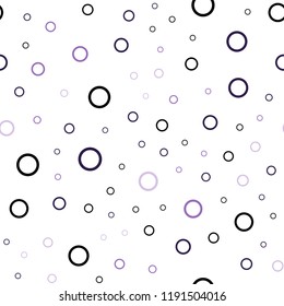 Light Purple vector seamless texture with disks. Blurred bubbles on abstract background with colorful gradient. Pattern can be used for ads, leaflets.