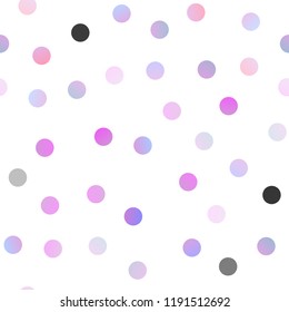 Light Purple vector seamless texture with disks. Blurred bubbles on abstract background with colorful gradient. The pattern can be used for ads, leaflets of liquid.