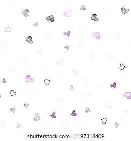 Light Purple vector seamless texture with lovely hearts. Beautiful colored illustration with hearts in celebration style. Pattern for marriage gifts, congratulations.
