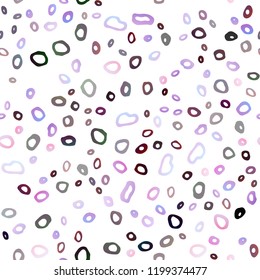 Light Purple vector seamless texture with disks. Glitter abstract illustration with blurred drops of rain. Trendy design for wallpaper, fabric makers.