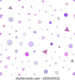 Light Purple vector seamless texture in triangular style with circles. Circles, lines on abstract background with colorful gradient. Pattern for design of window blinds, curtains.