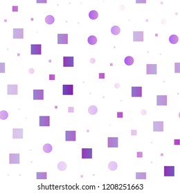 Light Purple vector seamless texture with disks, rectangles. Glitter abstract illustration with cubes, circles. Trendy design for wallpaper, fabric makers.