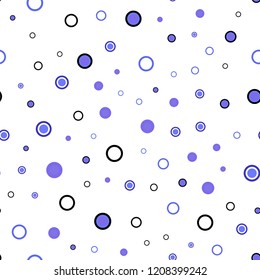Light Purple vector seamless texture with disks. Modern abstract illustration with colorful water drops. Pattern for trendy fabric, wallpapers.