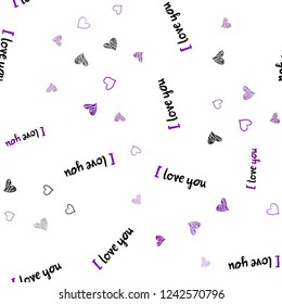 Light Purple vector seamless texture with lovely hearts. Hearts on blurred abstract background with colorful gradient. Pattern for marriage gifts, congratulations.