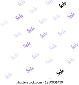 Light Purple vector seamless texture with selling simbols. Gradient illustration with discount signs on white backdrop. Backdrop for super sales on Black Friday.
