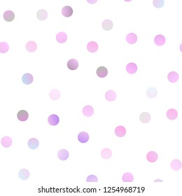 Light Purple vector seamless texture with disks. Modern abstract illustration with colorful water drops. Completely new template for your brand book.