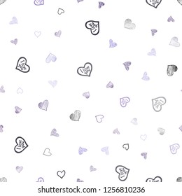 Light Purple vector seamless texture with lovely hearts. Decorative shining illustration with hearts on abstract template. Pattern for carnival, festival romantic leaflets.