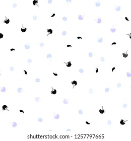 Light Purple vector seamless texture with coffee beans, mugs. Colorful illustration with gradient coffee beans, mugs. Pattern for menu of cafes and restaurants.